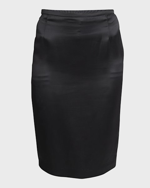 Saint Laurent★BLACK VISCOSE SKIRT Saint Laurent High-Waist Button-Front Straight Viscose Skirt