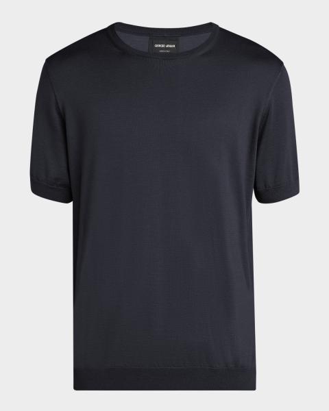 Giorgio Armani Men's Textured Stretch T-Shirt | Neiman Marcus