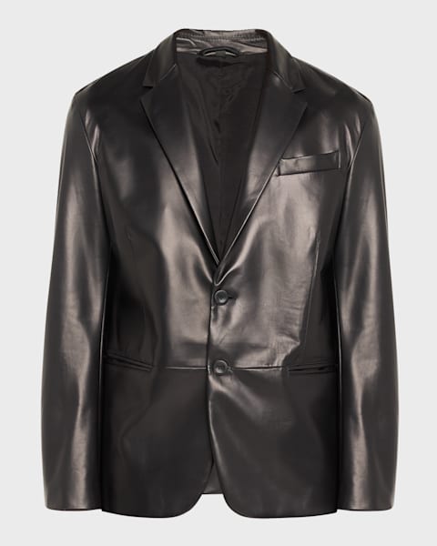 Giorgio Armani Men's Textured Band-Collar Blazer | Neiman Marcus