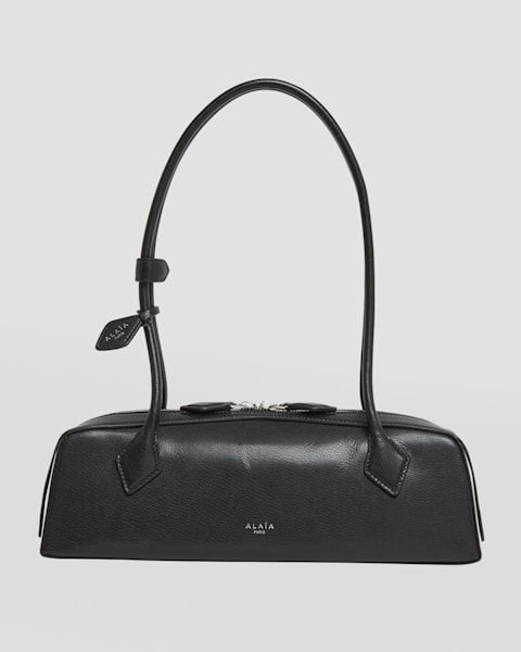 ALAIA Le Teckel Medium Shoulder Bag in Denim | Neiman Marcus