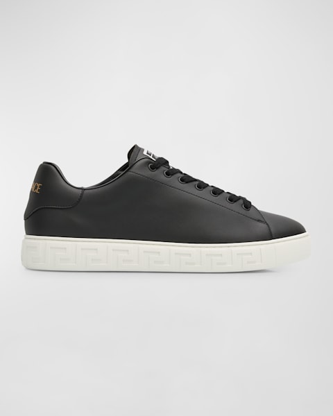 Versace Men's La Greca Leather Low-Top Sneakers | Neiman Marcus
