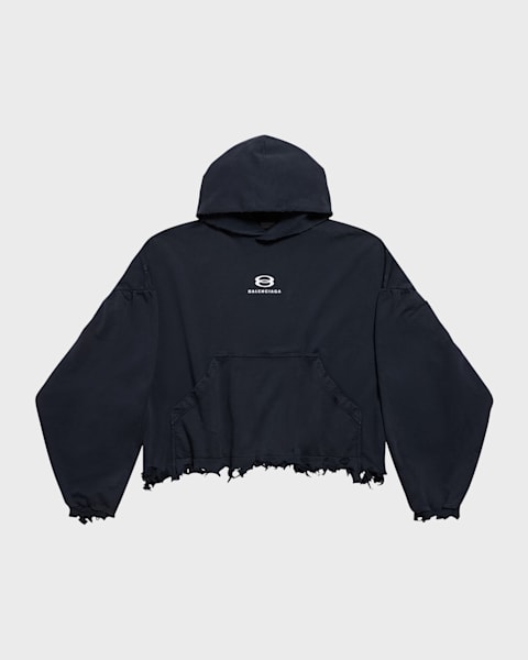 Balenciaga Logo Embellished Cropped Hoodie | Neiman Marcus Balenciaga Logo Embellished Cropped Hoodie | Neiman Marcus