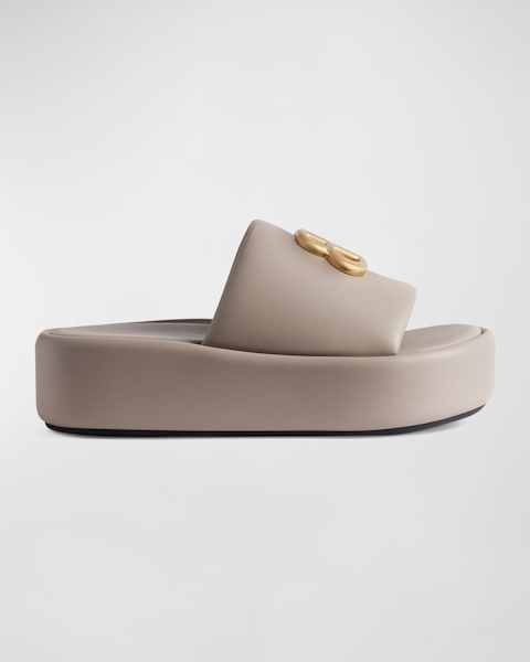 Balenciaga Duty Free Metallic Logo Mule Sandals | Neiman Marcus