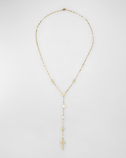 14K Gold Nude Lariat Disc Necklace