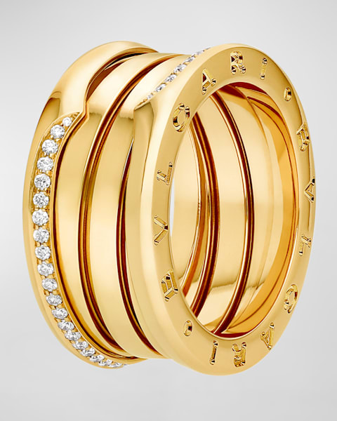 BVLGARI B.Zero1 White Gold 3-Band Wave Ring with Diamonds