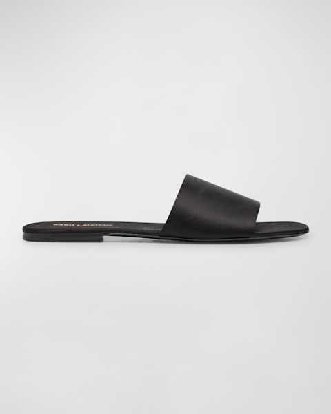 Saint Laurent Men's Pepe 05 YSL Slide Sandals in Leather