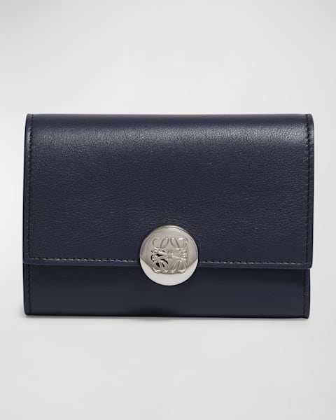 ◆LOEWE 最新作◆PEBBLE CONTINENTAL ウォレット/Black◆ Loewe Pebble Leather Continental Wallet | Neiman Marcus