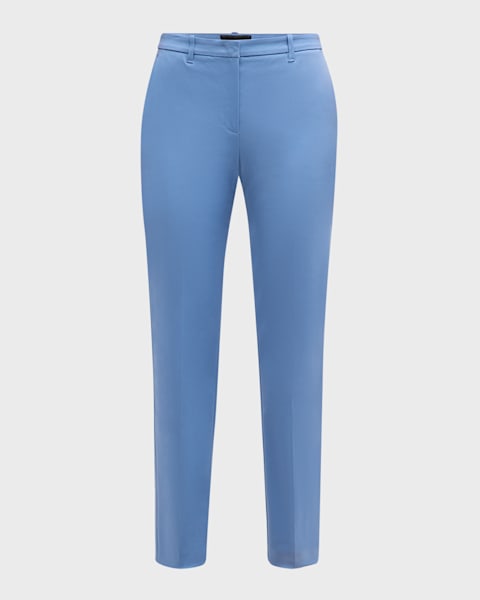 パンツ EMPORIO ARMANI Women Straight Pants EW000851AF12514UB115 BLU Emporio Armani Cotton Couture Straight-Leg Trousers | Neiman