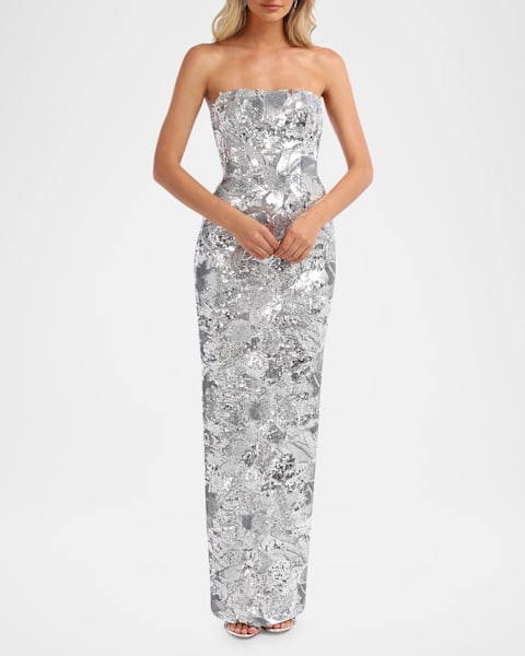Dahlia Sequin Floral Column Gown