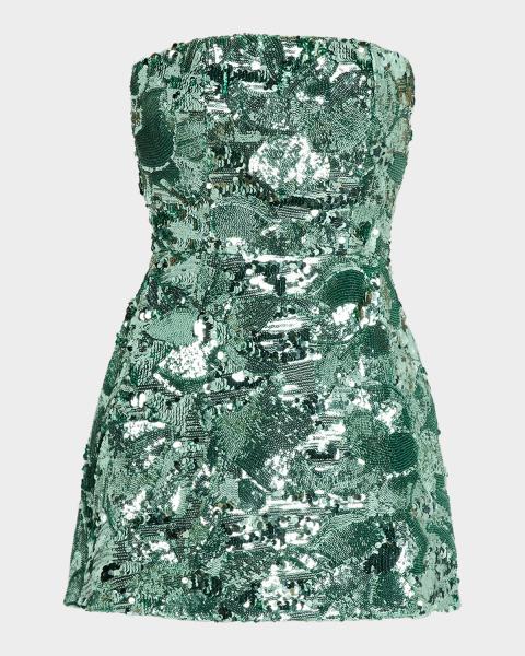 aidan mattox green sequin dress Strapless Metallic Botanical Jacquard Maxi Cocktail dresses