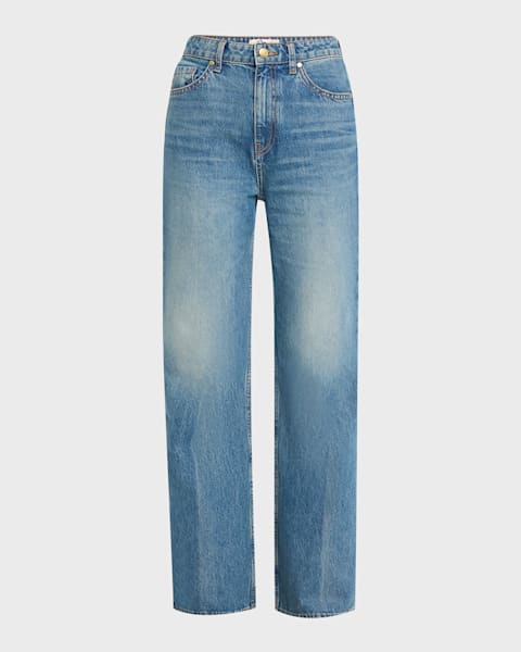 【U LAN】McCoy pintuck denim wide pants Ulla Johnson The Genevieve Pintuck Wide-Leg Denim Jeans