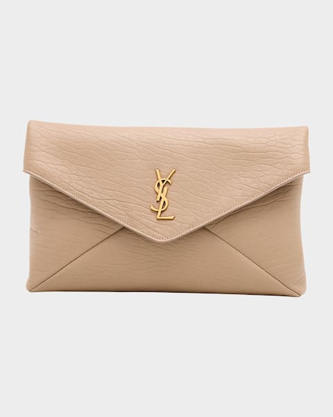 Saint Laurent Cassandre Small YSL Pouch Clutch Bag in Raffia