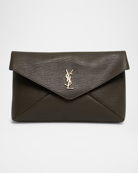 Dries Van Noten Small Cowhide-Print Viscose Envelope Clutch Bag