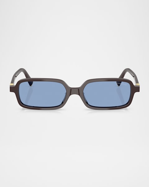 Miu Miu Rimless Logo Metal Rectangle Sunglasses | Neiman Marcus