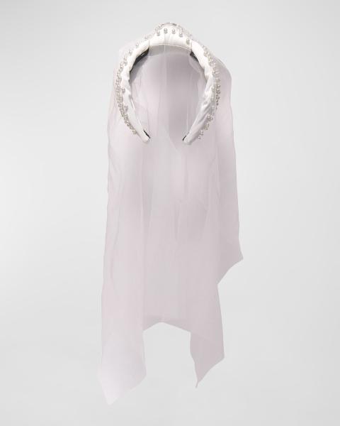 Lele Sadoughi Faux Pearl Beaded Velvet Knotted Headband  display picture 2