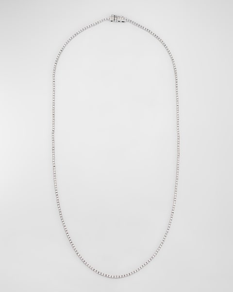Platinum North-South Oval-Cut Prong-Set Diamond Tennis Necklace, 16"L, 14.60tcw