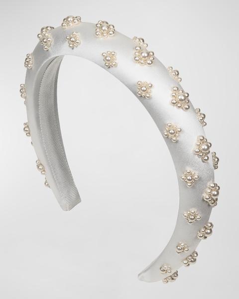 Lele Sadoughi Faux Pearl Beaded Velvet Knotted Headband  display picture 1