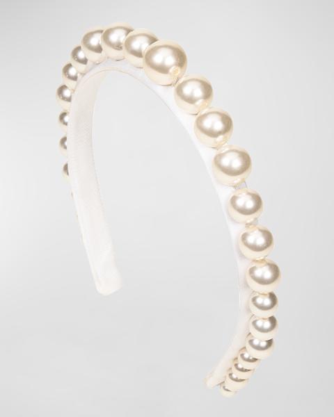 Lele Sadoughi Knotted Pearl Floral Brocade Headband | Neiman  display picture 2