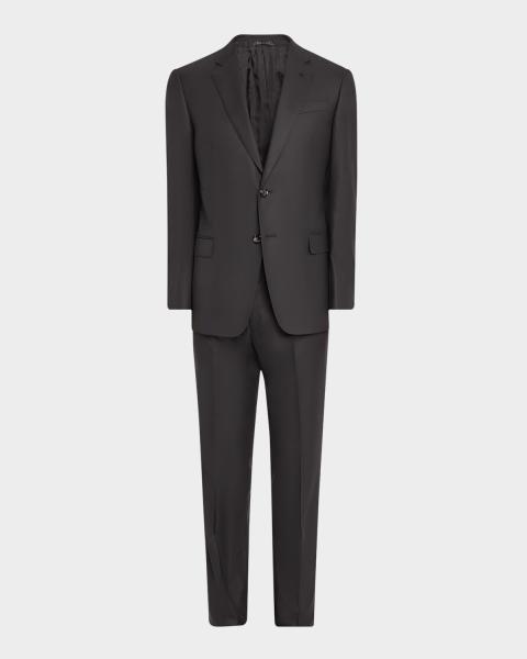 Giorgio Armani Men's Super 150s Striped Peak-Lapel Classic Fit