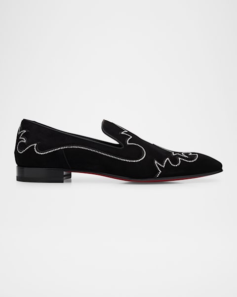 Giuseppe Zanotti Men's Irmha Crystal-Embellished Velvet Loafers