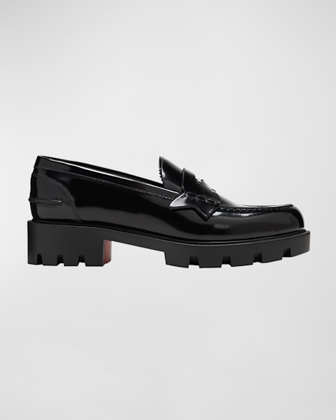 Christian Louboutin Donna Calfskin Red Sole Penny Loafers Christian Louboutin Donna Calfskin Red Sole Penny Loafers