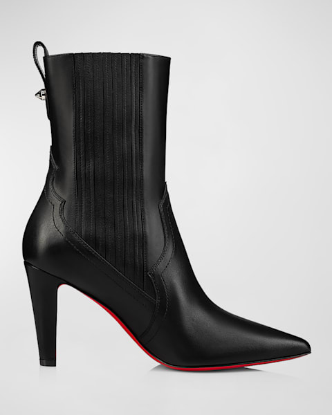 Georgia Leather Block-Heel Booties | Neiman Marcus