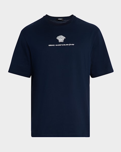 Moncler Men's Monogram Applique Crewneck T-Shirt | Neiman Marcus