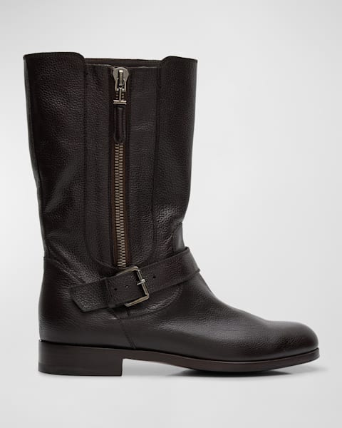 Zipped Boot I Beige in Leather – The Row