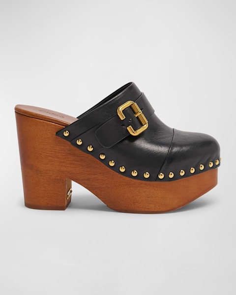 Givenchy G Leather Shearling Slide Clogs | Neiman Marcus