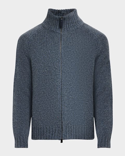 Helmut Lang Men's Wool-Cashmere Mohawk Zip Hoodie | Neiman