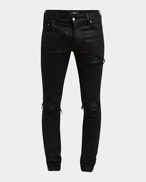 PURPLE Men's P001 Black Resin Skinny Jeans | Neiman Marcus