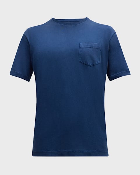 Moncler Men's T-Shirt with Denim Pocket | Neiman Marcus