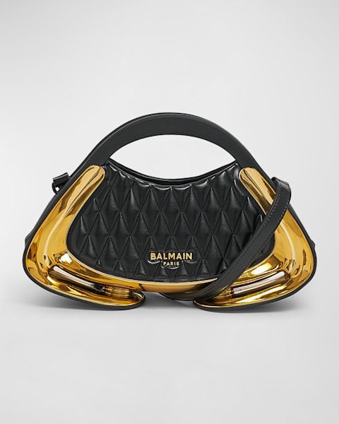 Balmain Sync Chain Mini Top-Handle Bag in Calfskin Leather
