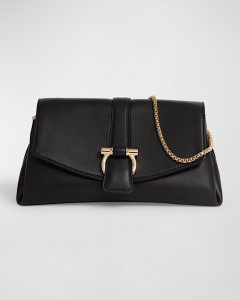 Ferragamo Fiamma Calf Leather Shoulder Bag | Neiman Marcus