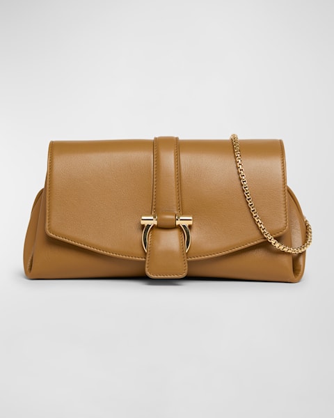 24AW new/FERRAGAMO F-Showスモールショルダーバッグ Bag Beige Ferragamo Double Gancio Flap Leather Crossbody Bag | Neiman