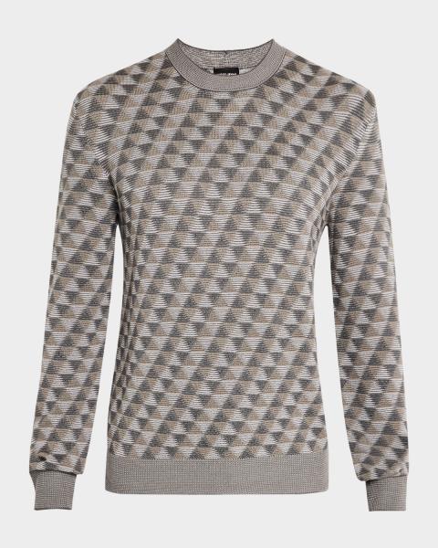 Giorgio Armani Men's Textured Knit Short-Sleeve Quarter-Zip Polo
