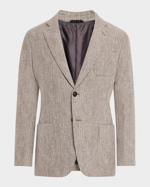 Giorgio Armani Men's Cupro Chevron Blazer | Neiman Marcus