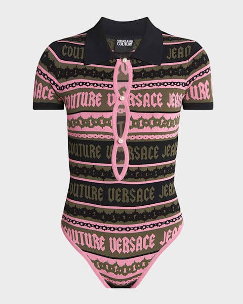 Versace Safety-Pin Twisted Crop T-Shirt With Underwater