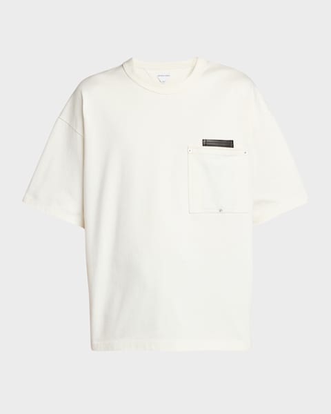 Bottega Veneta Men's Pima Cotton Jersey Intrecciato-Pocket T