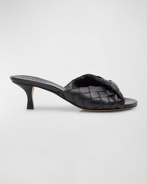 Bottega Veneta Adam Leather Two-Band Pom Sandals | Neiman Marcus