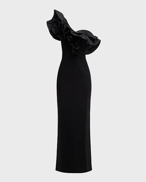 St. John V-Neck Degrade Sequin Knit Short-Sleeve Gown