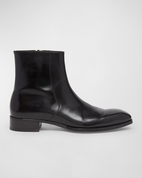 TOM FORD Men's Elkan Burnished Leather Chelsea Boots