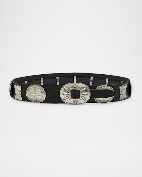 Ralph Lauren Collection Casted Concho Leather Belt | Neiman Marcus