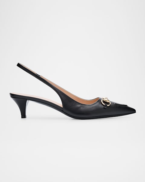 シューズ・サンダルその他 GUCCI Woman Pumps Black 782407AAEGJ 1000 Women's slingback pump with Horsebit in Black Leather
