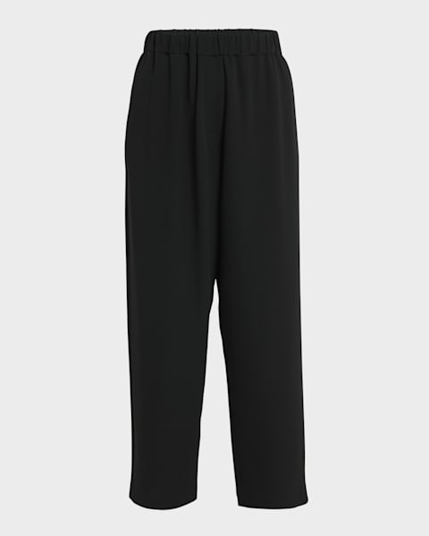 Giorgio Armani Black Cady Straight-Leg Pants | Neiman Marcus