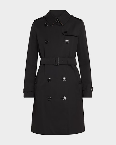 Burberry Check Collar Double-Breasted Trench Coat | Neiman