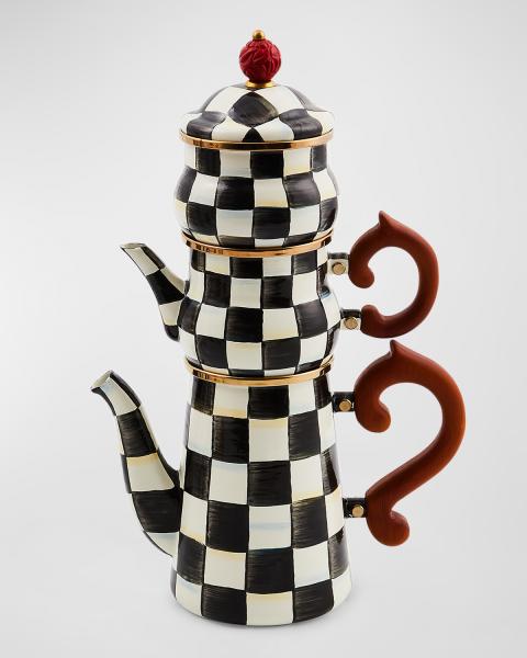 MacKenzie-Childs Rosy Check Enamel High Tea Set | Neiman Marcus