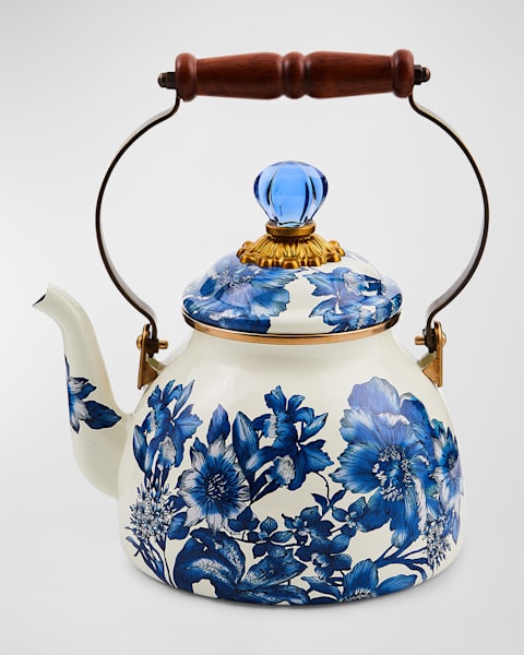 MacKenzie-Childs Sterling English Garden 2-Quart Tea Kettle
