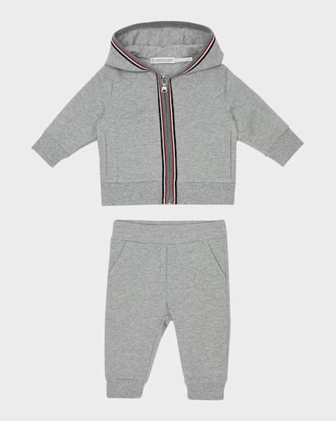 Boy's M Logo Embroidered Zip-Front Hoodie & Joggers, Size 3M-3