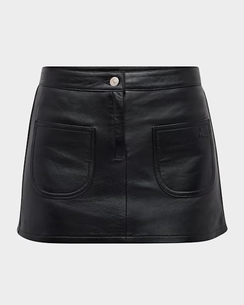 Courreges Buttoned Light Rib Mini Skirt | Neiman Marcus